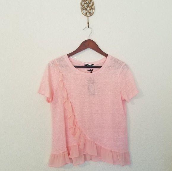 NWT MISS ME Perfect Peach Burnout Ruffle Top - Picture 1 of 8